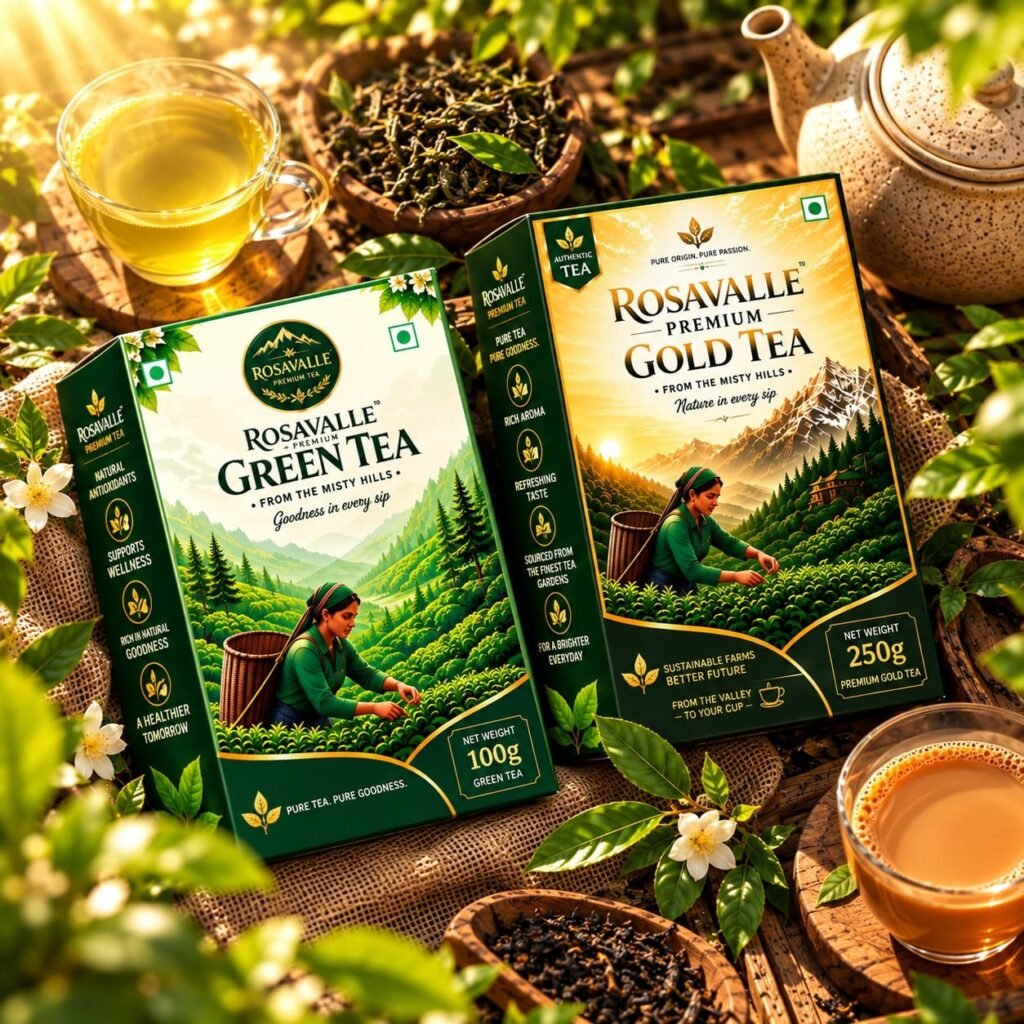 Premium Refresh Tea Combo – Premium Gold Tea 250g + Green Tea 100g | 350g Natural & Refreshing Tea Duo